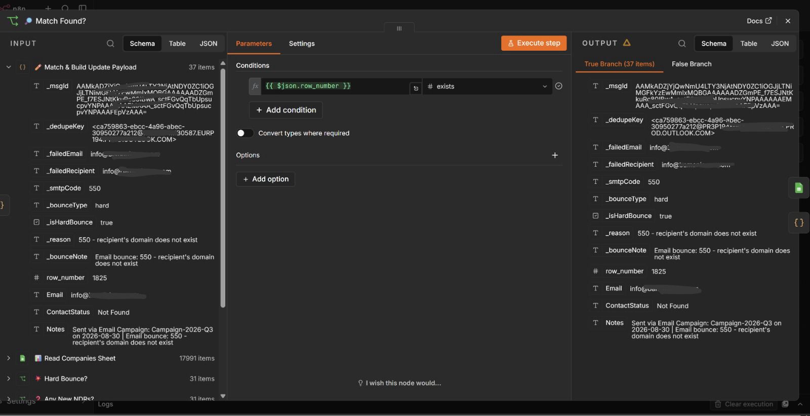 Matched company record prepared for Not Found update